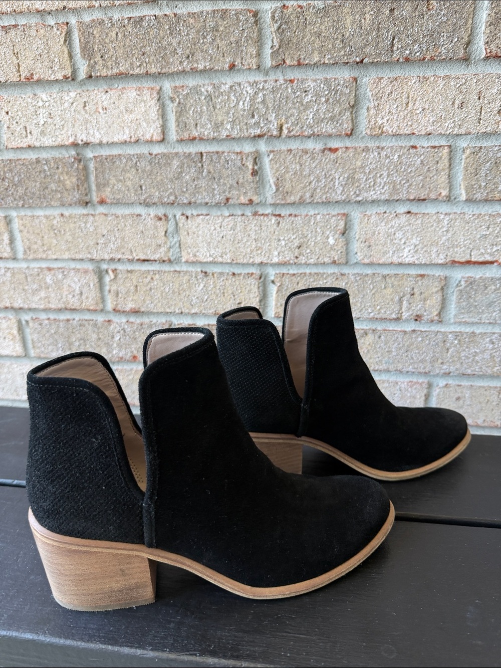 Hinge Black Suede Cutout Ankle Boots